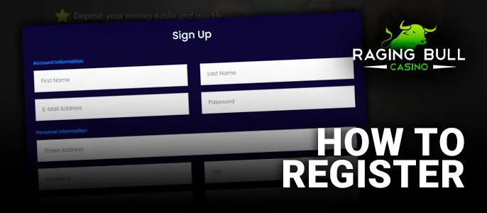 Creating your account on Raging Bull Casino - a registration walkthrough.