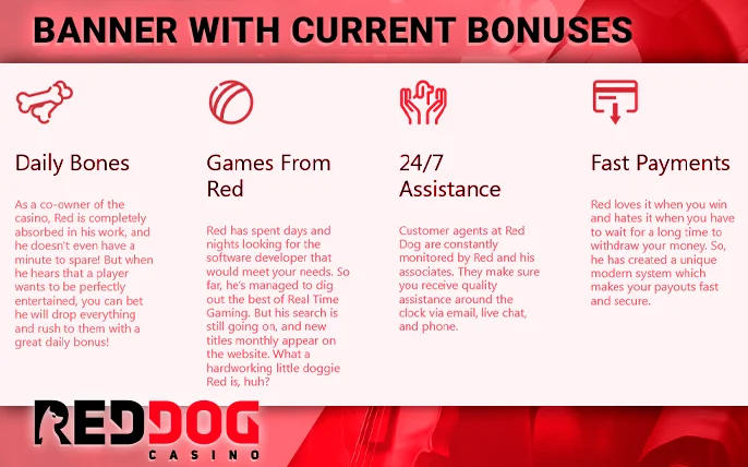 Current Bonus Offers Banner for Aussies on Red Dog Casino