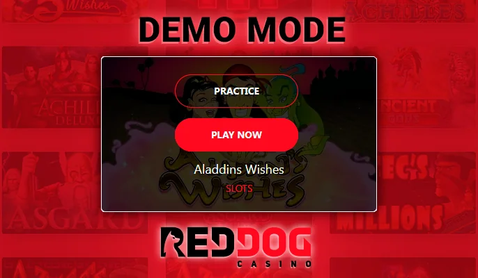 Engage in demo mode gambling at Red Dog Casino.