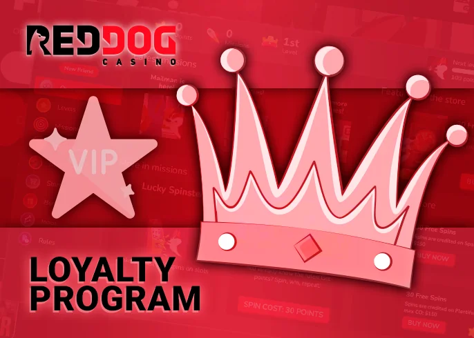 An overview of the loyalty program with a level system at Red Dog Casino tailored for Australians.