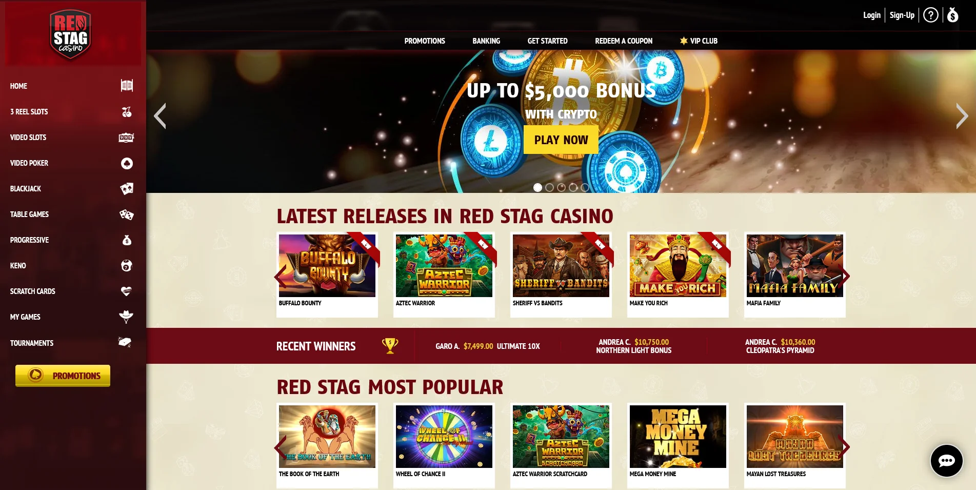 Home page glimpse of RedStag Casino