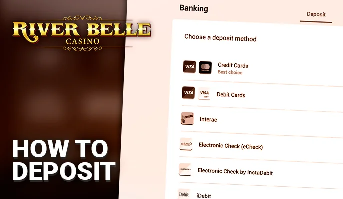 The process of adding funds to River Belle Casino