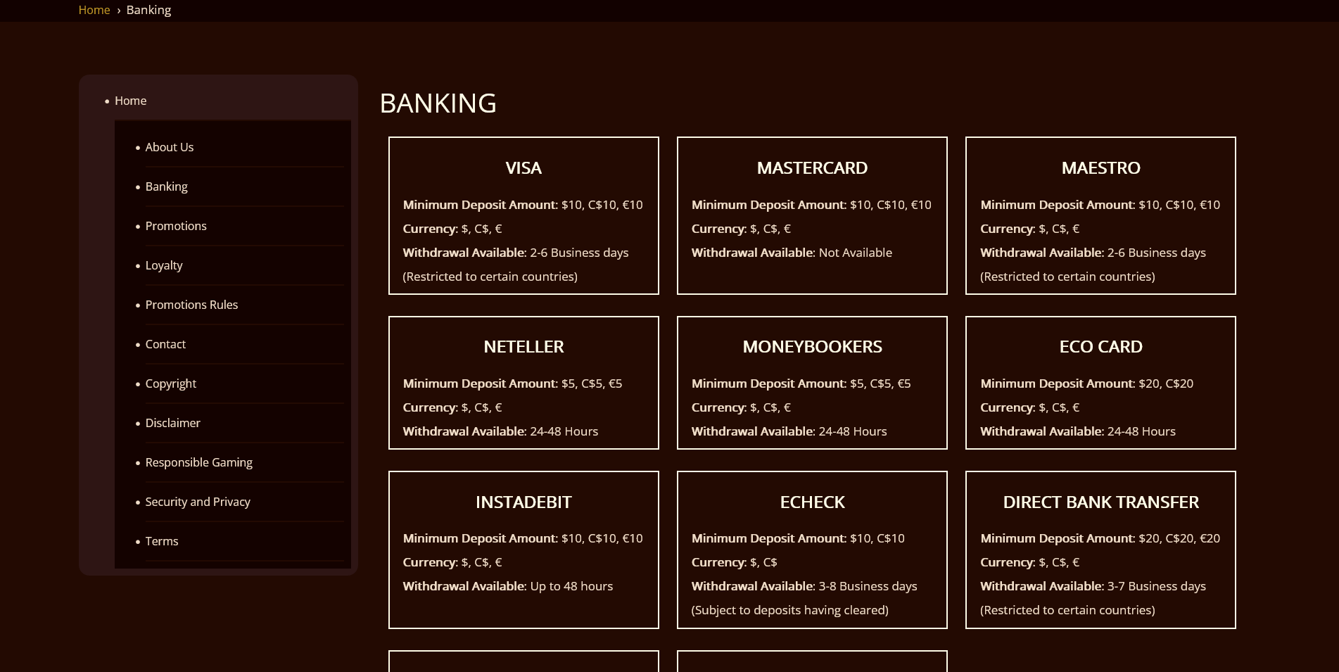 Banking Options at River Belle Casino: A Quick Look