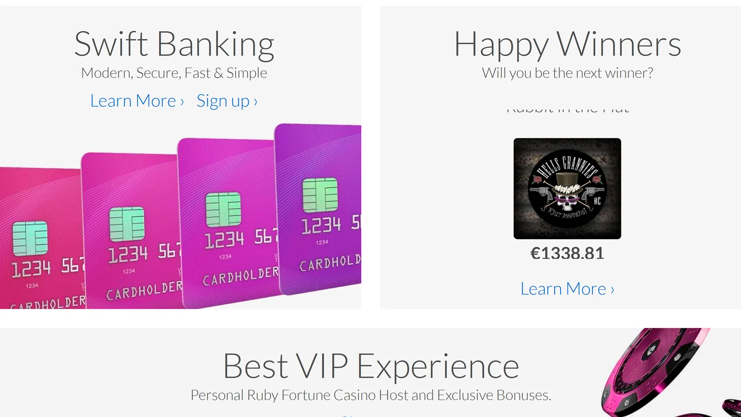 Promotional Offers Page at Ruby Fortune Casino
