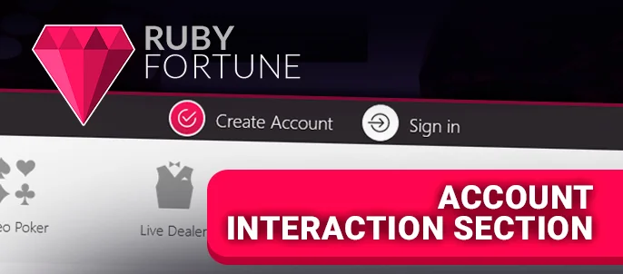 Ruby Fortune Casino: Registration and Login Options Menu