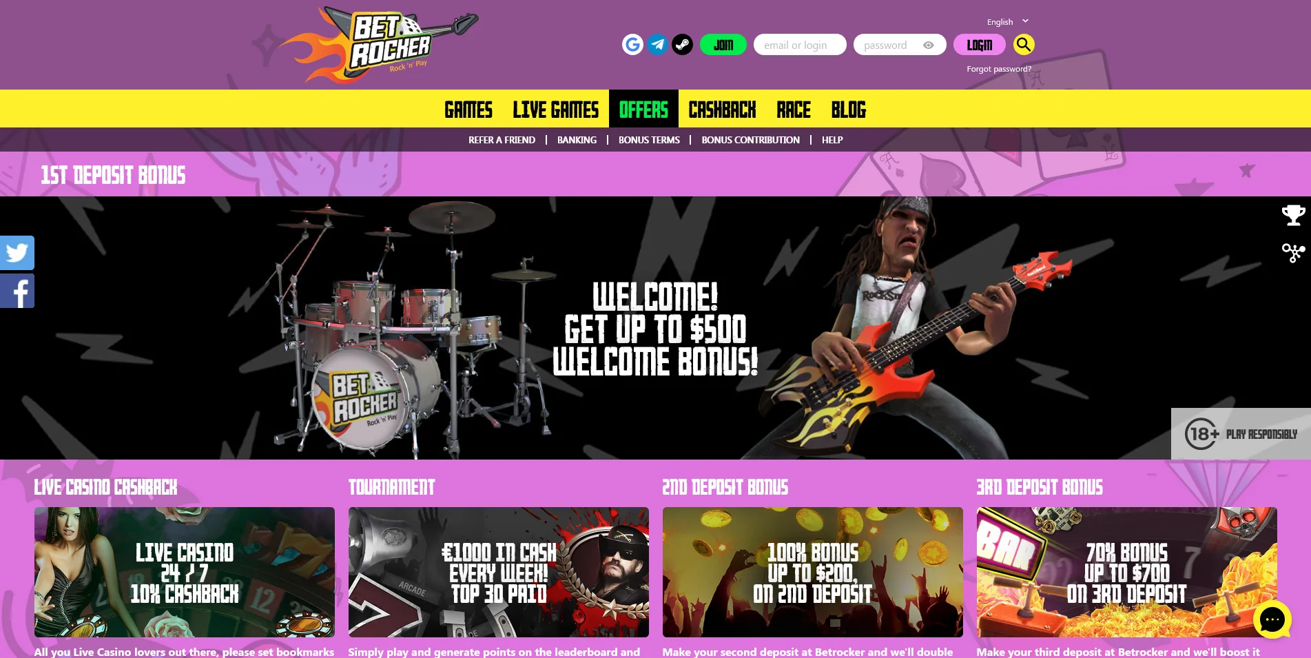 Peek into the promotions page at Betrocker Casino