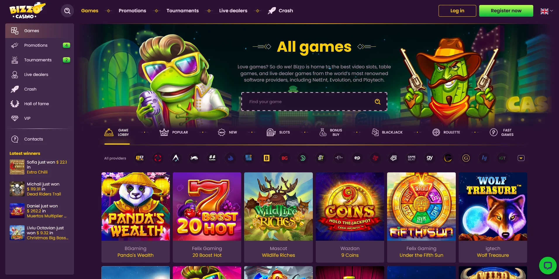 An illustration showing the Bizzo Casino Real Money Game Section.