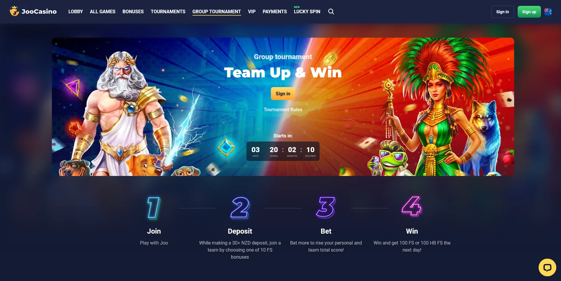 Explore the vibrant Tournament section on Joo Casino’s page