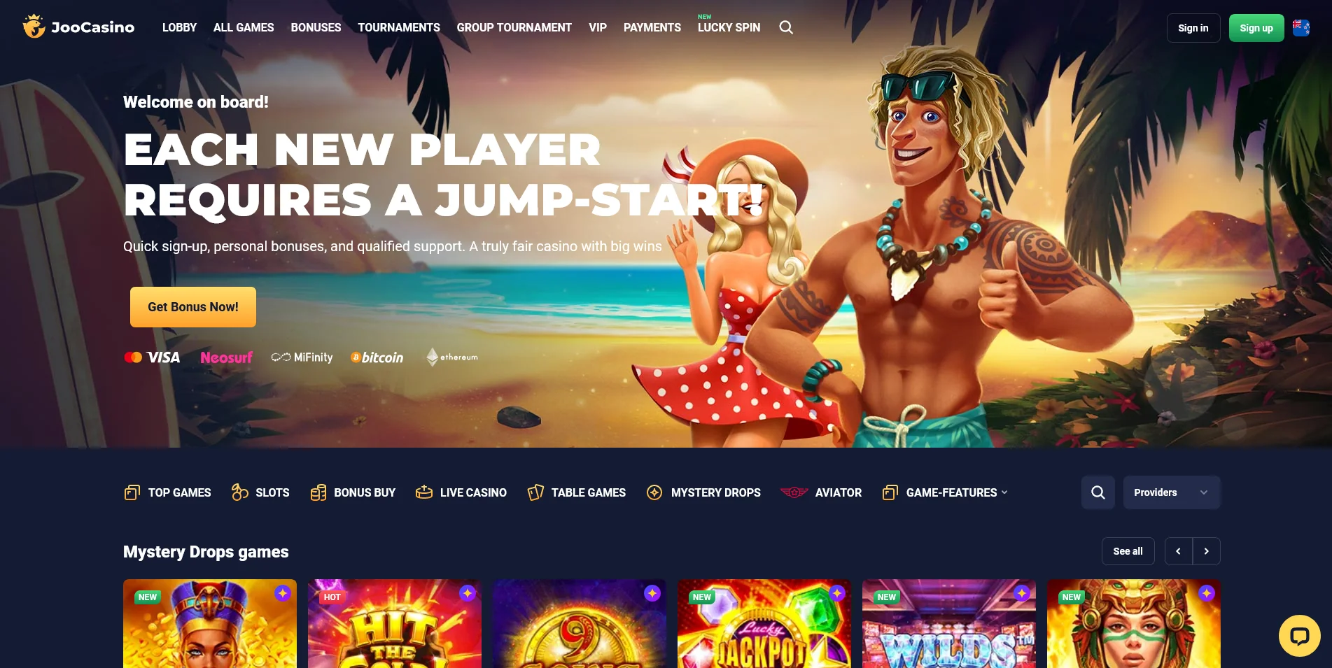 A glimpse at Joo Casino’s homepage reveals an engaging interface