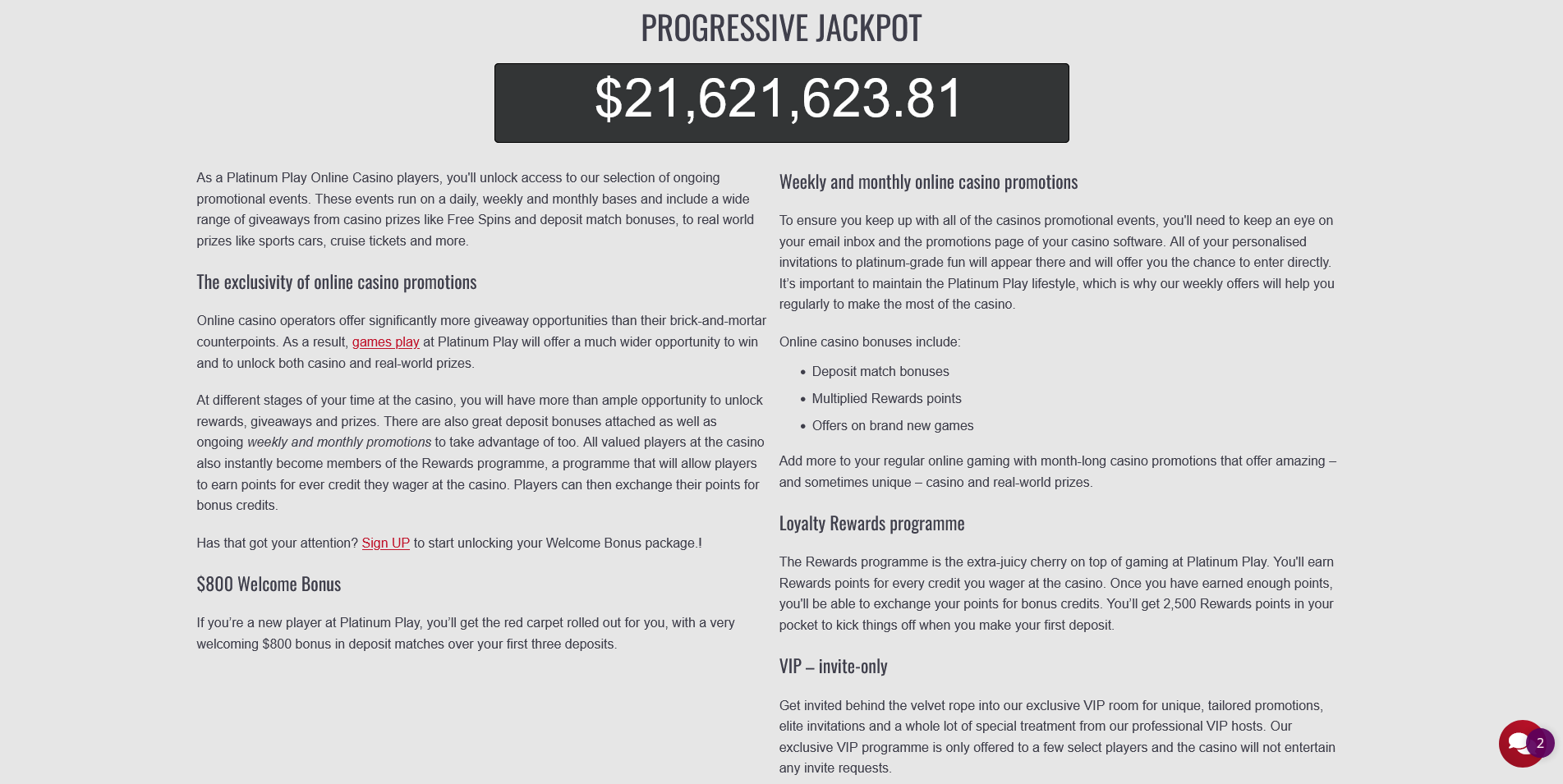 Key Highlights and Essentials of Platinum Play Casino