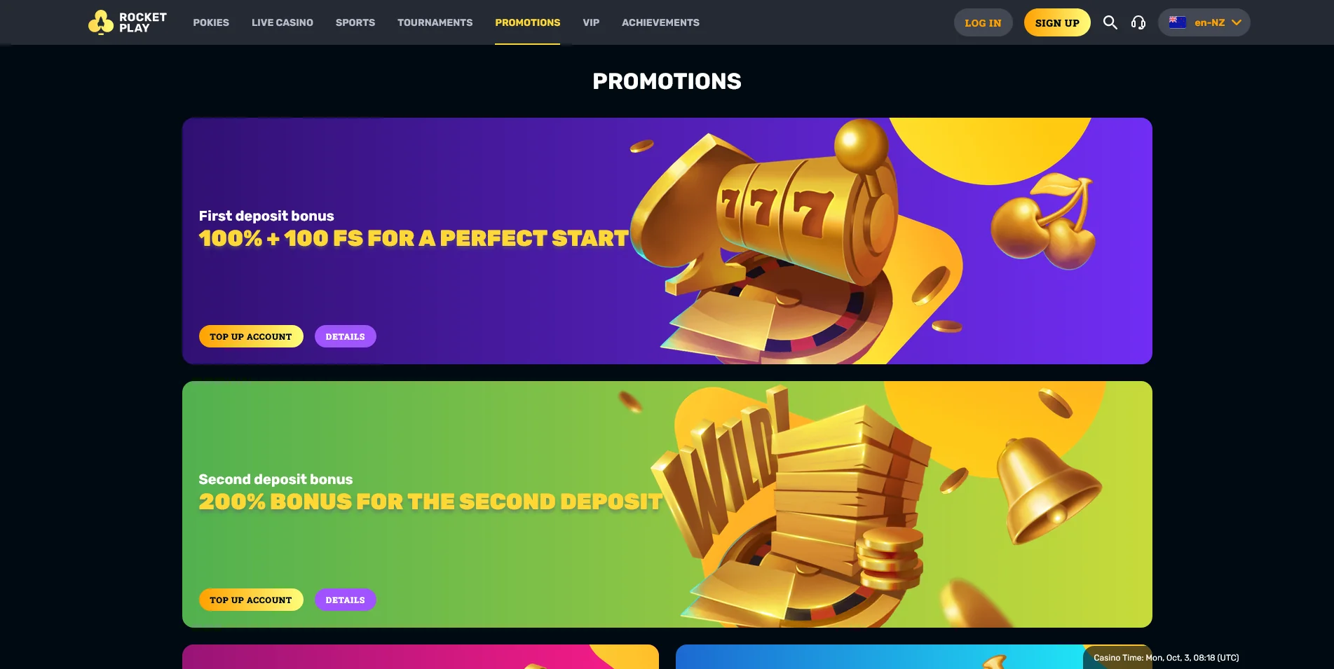 A look at the RocketPlay Casino Tournaments Page