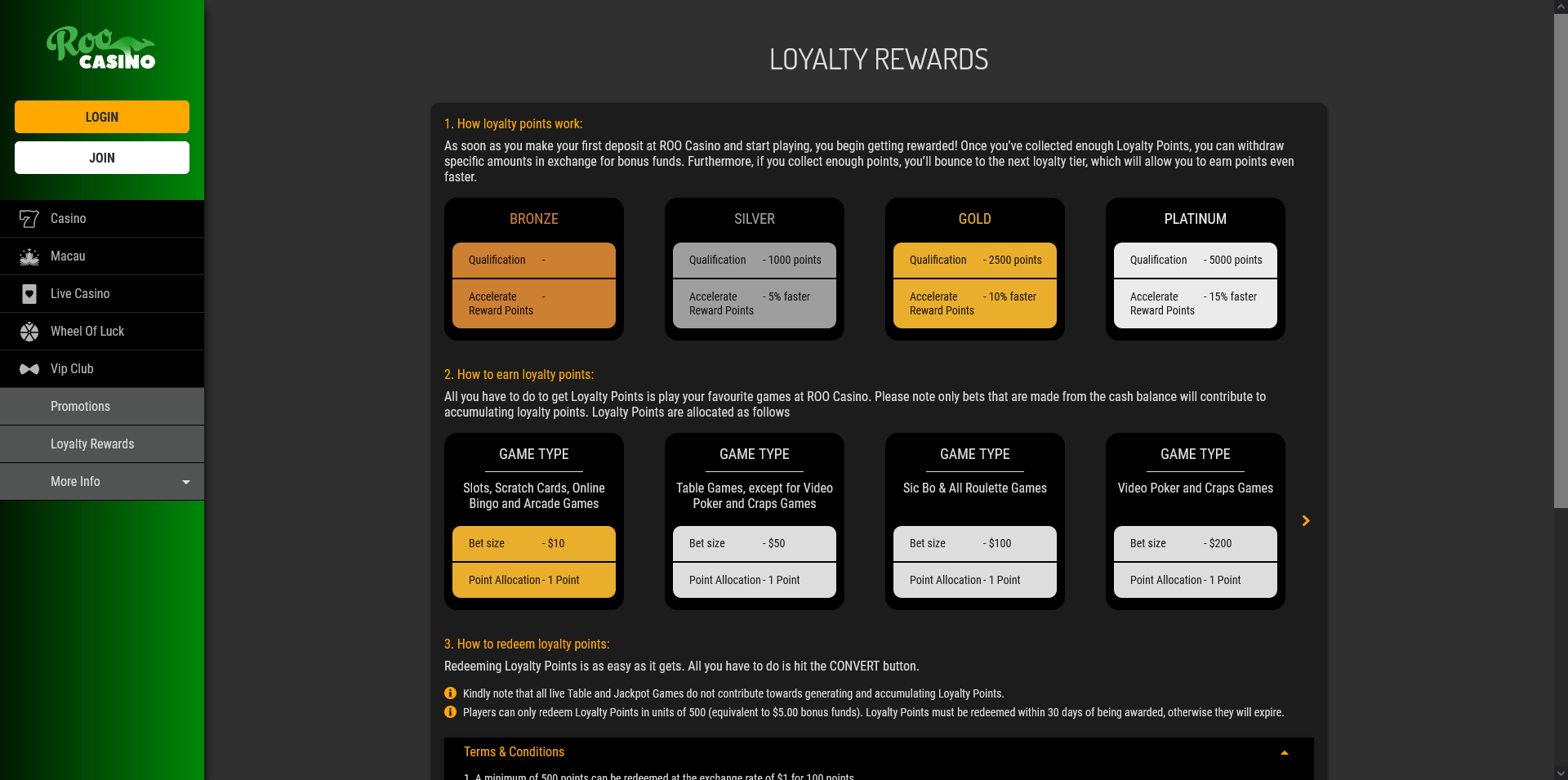 Peek at the screenshot of the Roo Casino Loyalty Rewards Hub.