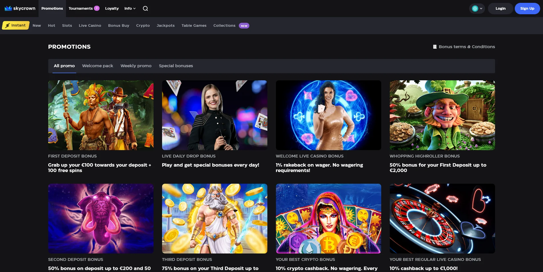 Discover promotions at Skycrown Casino through screenshots