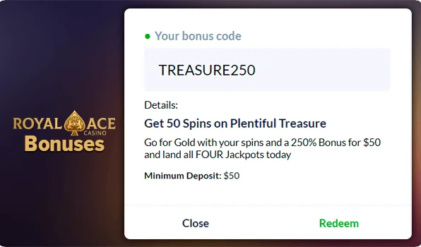 Daily streaks add a dash of excitement to RoyalAce online Casino. Spend the designated minimum daily for 7 days to earn an AU$10 bonus! Persevere for AU$15 at day 14, AU$21 by day 21, and so on!