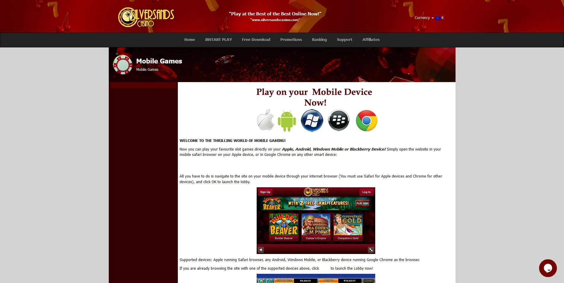 Have a look at the Promotions Page from SilverSands Casino in our gallery.