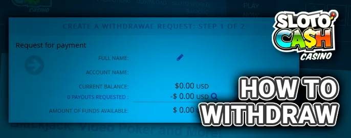 A walkthrough on withdrawing winnings from Slotocash casino.