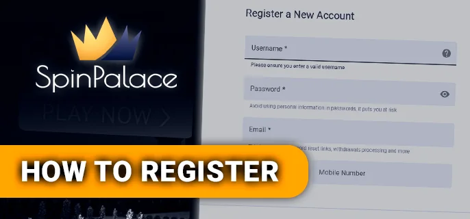 Registration Form on Spin Palace Casino’s Official Website Capturing Personal Information