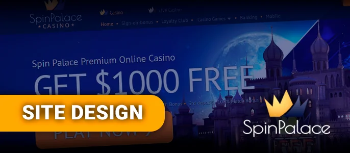 Examining the Website Design and Welcome Bonus Banner at Spin Palace Casino