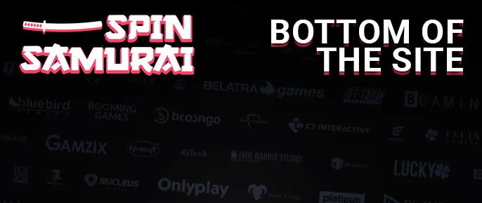 At the Bottom of Spin Samurai's Site – Key Provider and Payment Logos