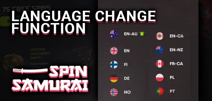 Changing the Site Language at Spin Samurai Casino for Users