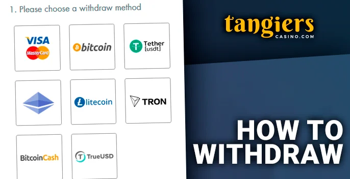 Select a payment tool to extract funds from Tangiers Casino