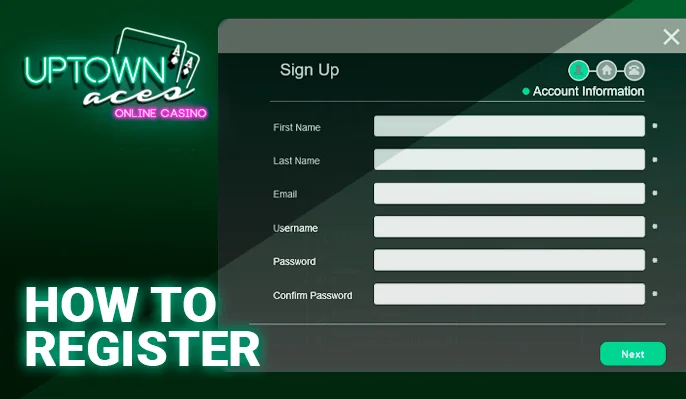 Uptown Aces Casino: Registration Form Featuring Personal Details