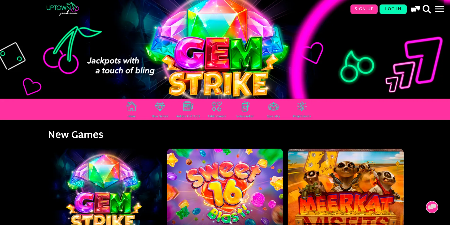 Snapshot: Uptown Pokies Casino's Main Page