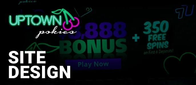 Uptown Pokies Casino's Site Layout with Welcoming Banner