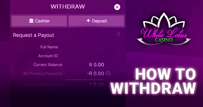 A withdrawal request form for White Lotus Casino.