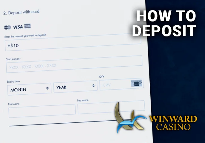 Form for adding funds to your Winward casino personal account.