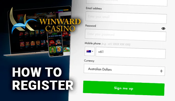 Winward Casino's sign-up form capturing personal details