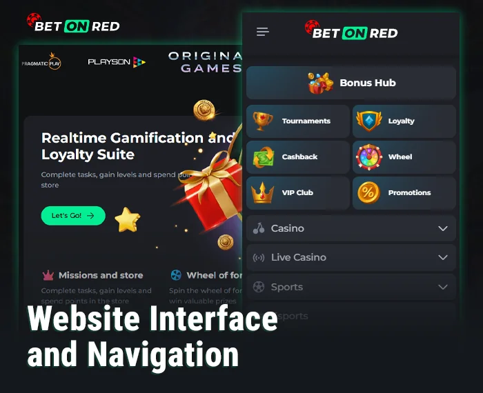Delving into BetOnRed's user interface emphasizes its user-friendly nature.