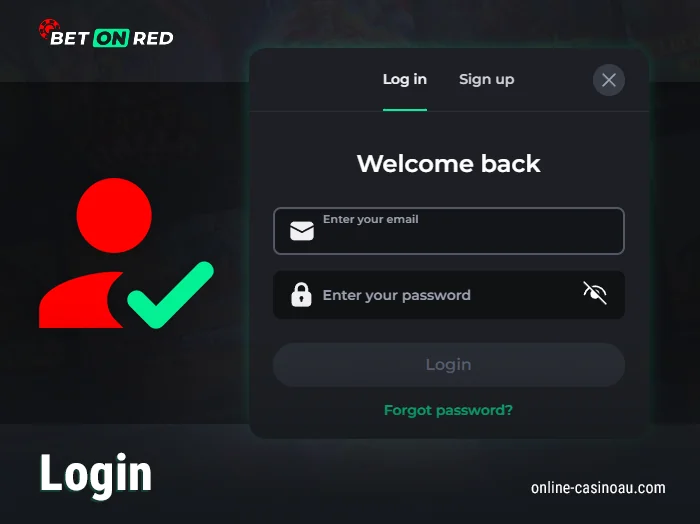 Step-by-step guide for logging into your BetOnRed casino account.