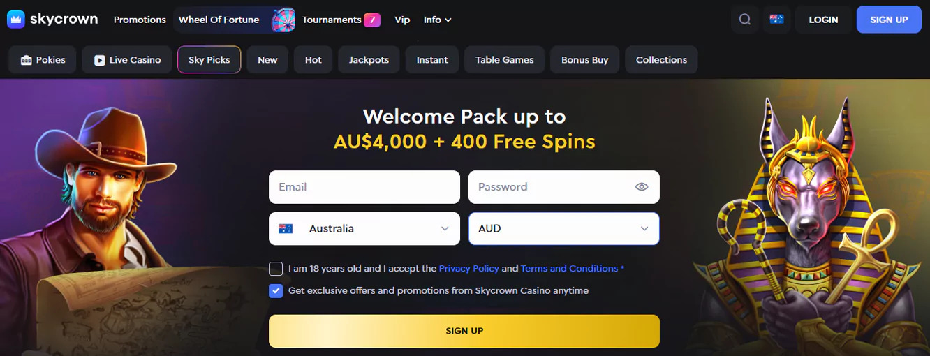 Enroll and grab a welcome offer at Skycrown Casino