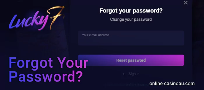Lucky7even Casino: Password Recovery Form