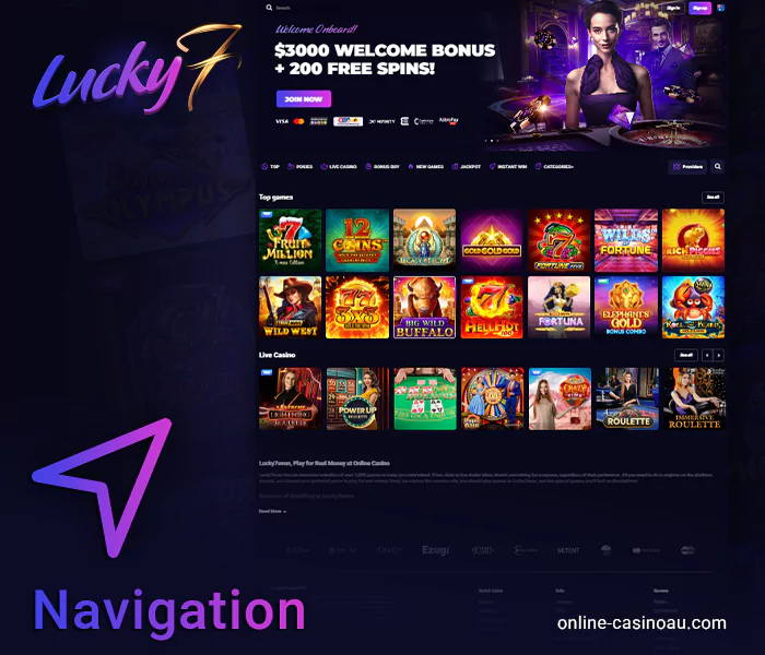 Simple Navigation at Lucky7even Casino