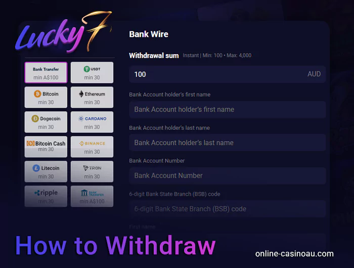 Withdrawal Methods from Lucky7even Casino