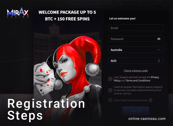 Step-by-step guide to registration at Mirax Casino