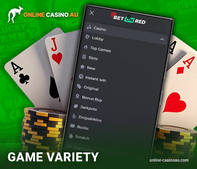 Game Categories in a Mobile Casino Lobby