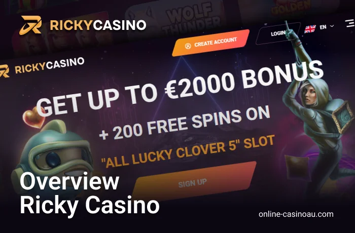 Layered sign-up bonuses at Ricky Casino await newcomers.