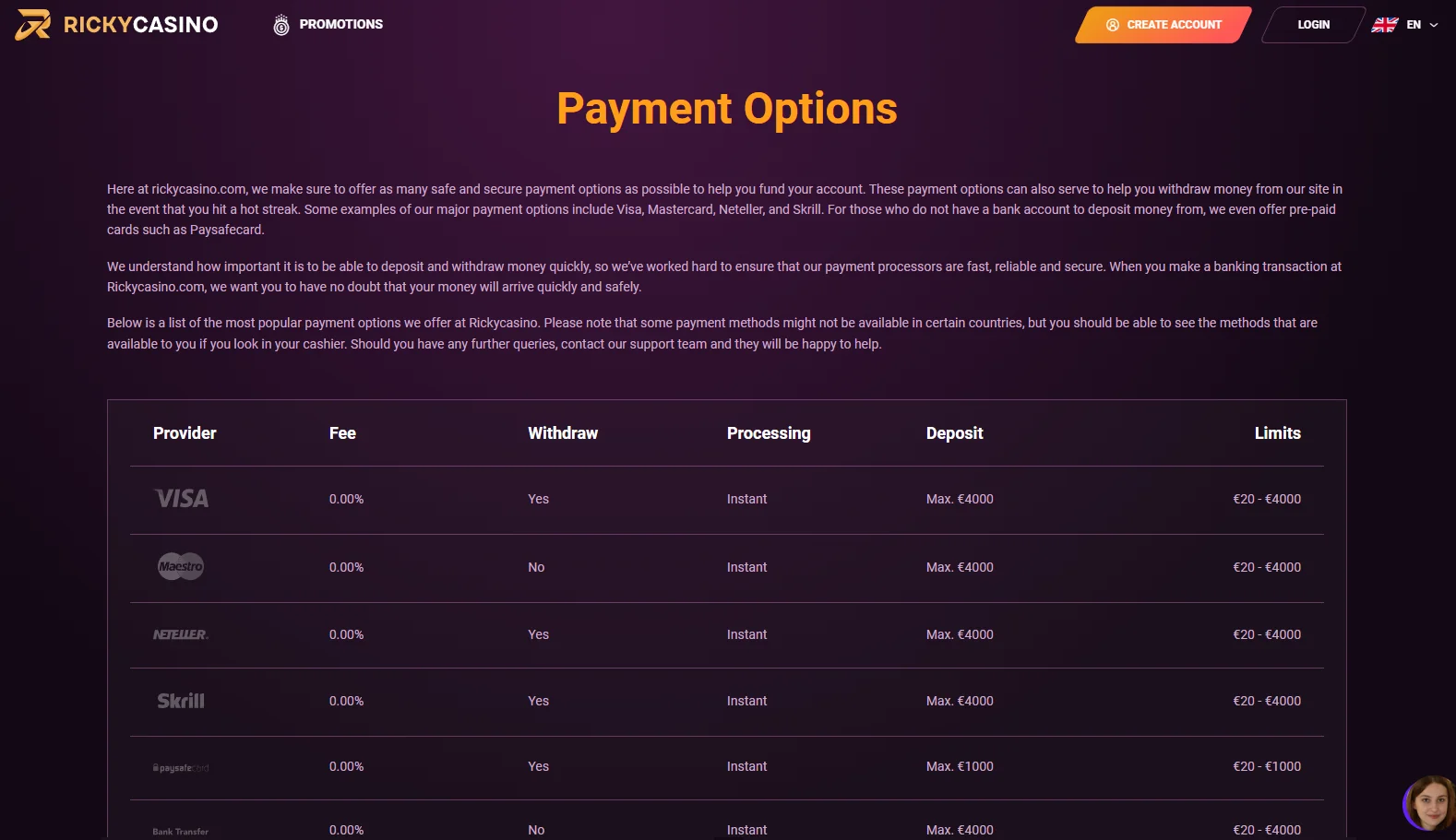 An overview of the online pokies selection available at Ricky Casino.