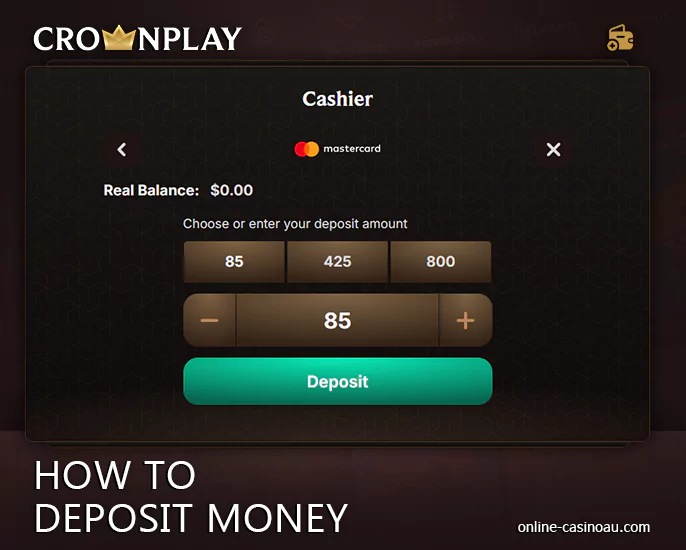 Handle deposits with ease at Crownplay Casino - top your account up.