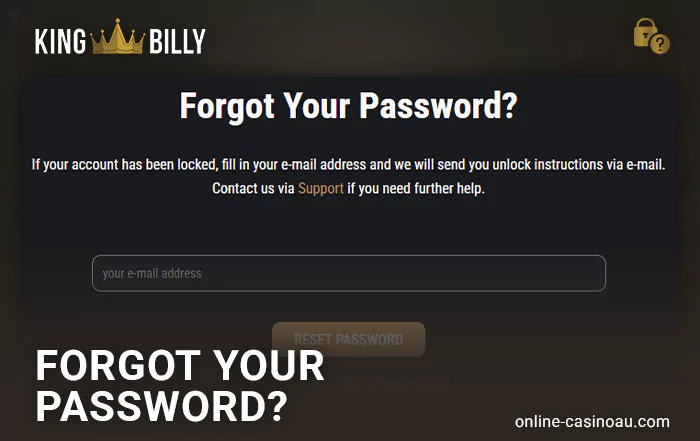 Instructions for Resetting King Billy Casino Account Password