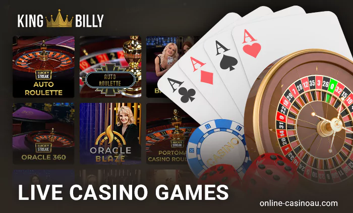 Enjoy the live dealer experience at King Billy Casino's online portal.