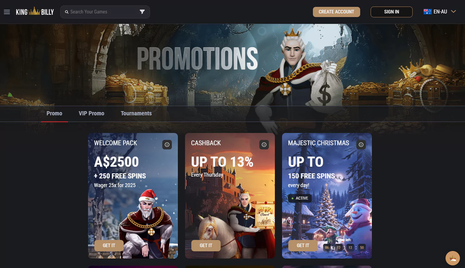 A sneak peek into the rewarding bonus offers at King Billy.
