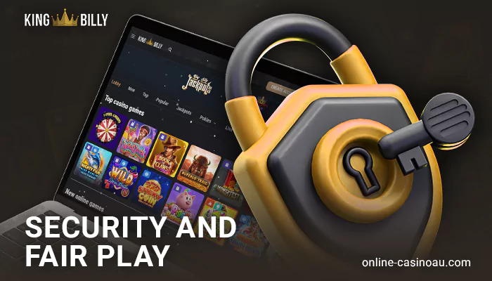 Aussie gambler safety features at King Billy Casino.