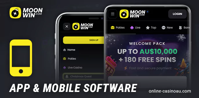 Central Focus of Moonwin Casino: Promotional Banner and Game Categories