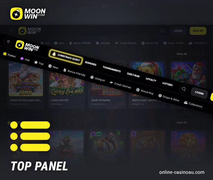 <b>Featured Games Carousel</b>: A scrolling showcase and quick browse of trending games.