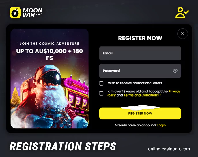 Find the black Login button at the homepage’s top right and click.