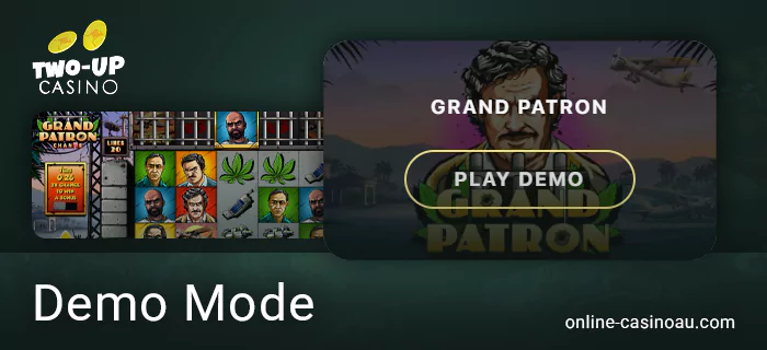 How to use demo mode on the Two Up Casino site